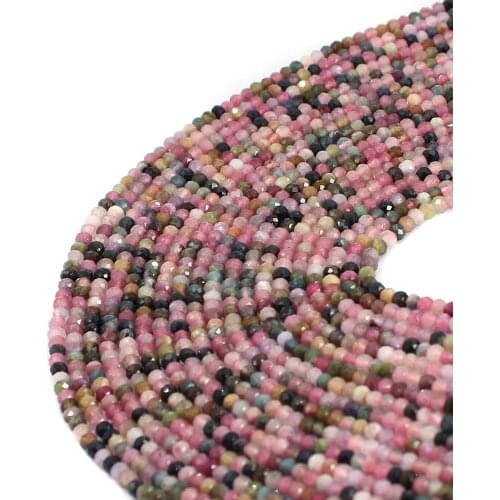 Free Shipping 2x3mm Wholesale Faceted Rondelle Mixed Tourmaline Gems Natural Stone Seed Beads 15"
