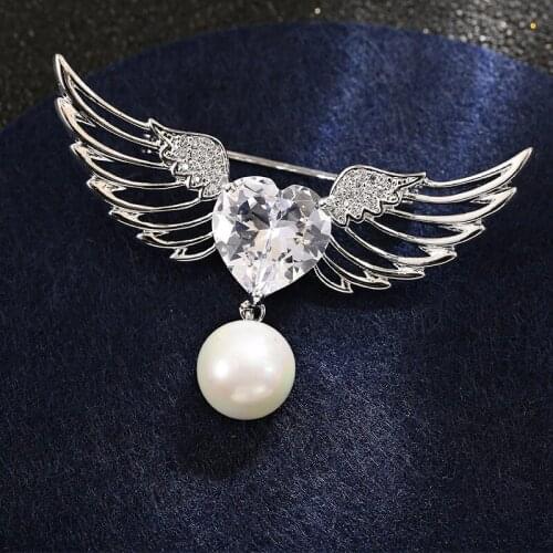High Quality Sparkling Cubic Zirconia Womens Brooches Pins Jewelry Fashion Romantic Feather Brooch For Clothing Accessories