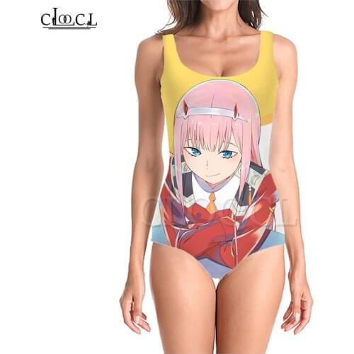 CLOOCL Anime Darling In The Franxx Zero Two One-piece Swimsuit Girl 3D Print Sleeveless Slim Sportswear Women Swimwear