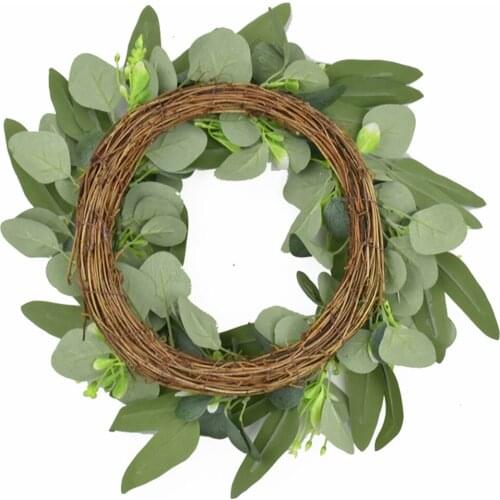 Flowers Wreath Artificial Green Eucalyptus Leaves Holiday Festival Door Hanging Garland Party Decors for Front Door Wall Window