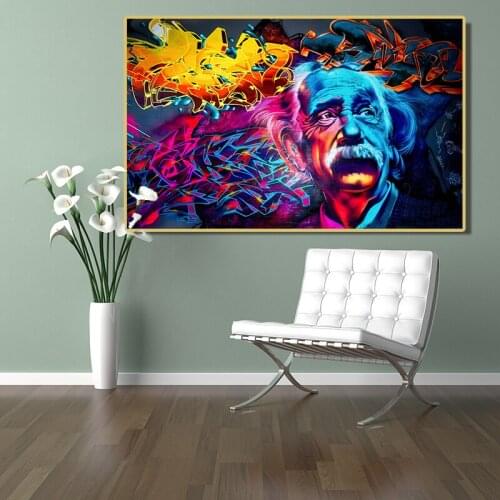Decorative Paintings Colored European Scientist Graffiti Wall Posters And Prints Nordic Graffiti Art Pictures Bedroom Home Decor