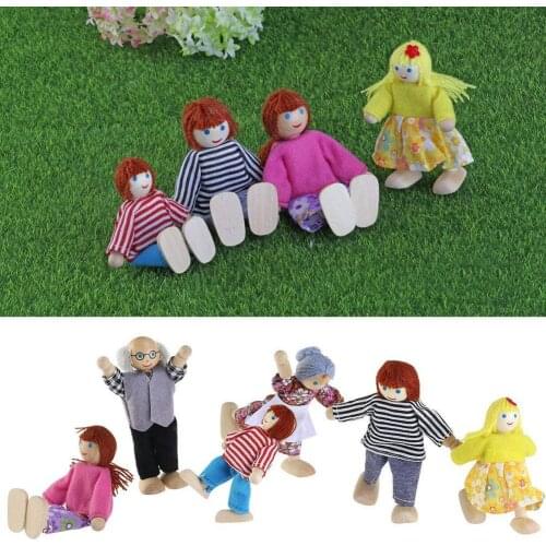 Wooden Happy-Family Dressed Puppet Flexible Joints Doll Kids Toy Birthday Gift Family Dressed Puppet Flexible Joints Doll Kids T