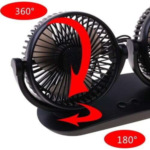 Dual Head USB Powered 3-Speed Car Dashboard Cooling Fan for SUV Desk Home Office LX9B