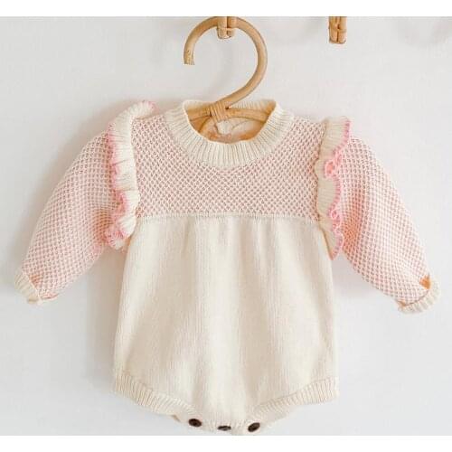 Newborn Baby Girl Long Sleeve Romper Jumpsuit Bodysuit One-pieces Clothes Bodysuit One-pieces Sweater