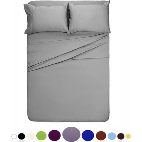 UNIKEA Bed Sheet Set Brushed Microfiber Bedding 3 or 4 Piece Flat Sheet Fitted Sheet& Pillowcase Twin Full Queen King Cal Kin 14