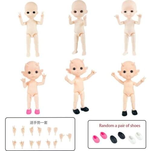 16cm Dolls Toy Smile Elf Naked Nude Baby BJD Body With 3D Real Eyes Lovely Girl Gifts DIY OB11 BJD Doll Makeup