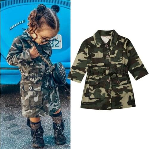 1-6 Years Kid Girl Jackets 2019 Autumn Toddler Girls Long Sleeve Trench Casual Coat Camouflage Jacket Coat Outwear Girls Outwear