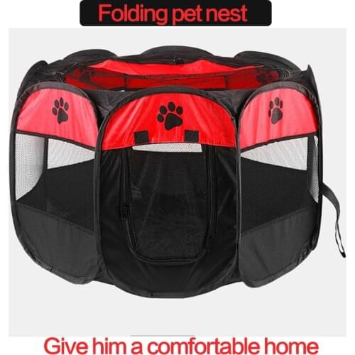 Hot Selling Pet Tent Octagon Foldable Tent Pen Oxford Cloth Waterproof Pet Cage Dog Cat Nest Collapsible Tent