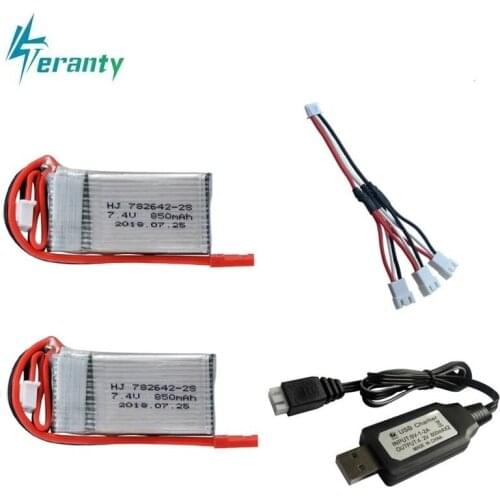 7.4v 850mah lipo battery with charger For WLtoys V912 V262 V353 BQ202 RC Quadcopter Helicopter Spare Parts