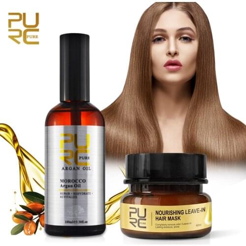 100ml PURC Moroccan argan oil for hair care and protects damaged hair moisture hair and Nourishing Leave-In Hair Mask