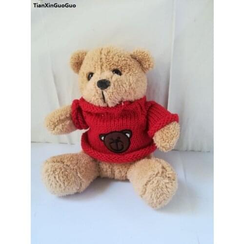 About 25cm lovely Teddy bear plush toy dressed red sweater bear soft doll baby toy,birthday gift b2830