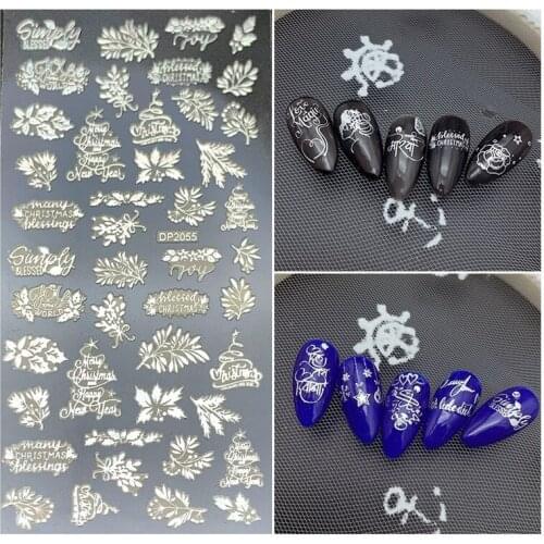 Nail Art Sticker Laser Gold Heart Love Word Leaf Sharp Tape Self-Adhesive Transfer Foils 3D DIY Decal Manicure Tips Decoration