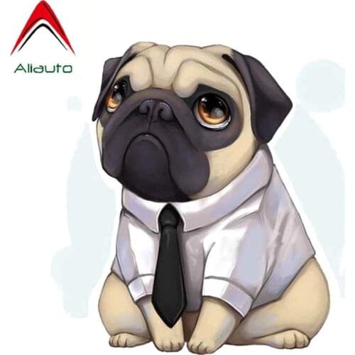 Aliauto Funny Car Sticker A Dog Wearing A Shirt Hat A Tie Dog Accessories PVC Decal for Jeep Renegade Turk Vw T4,14cm*14cm