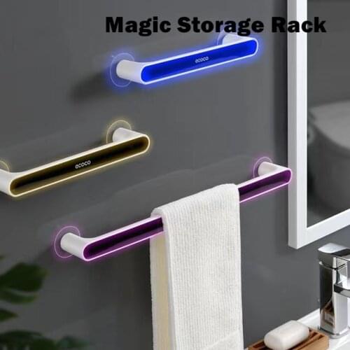 Wall-mounted Towel Rack Self-adhesive Non-perforatedTowel Holder Rack Hook Kitchen Magic Rag Stand Storage Rack For Bathroom