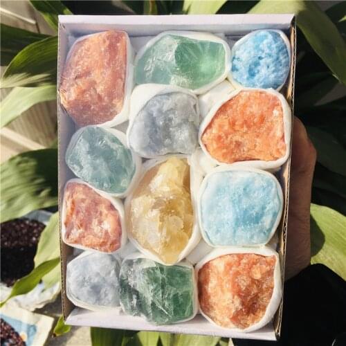 Natural Rock Fluorite Apatite Crystal Rough Stone Raw Gemstone Mineral Specimen Irregular Reiki Healing