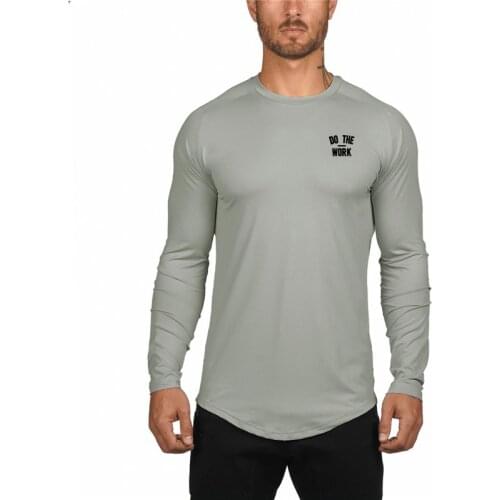 New Autumn Quick Dry Mesh Fitness T Shirt Men extend Long Sleeve T-shirt Slim Fit Tees Gym Clothing Bodybuilding Tshirt Male