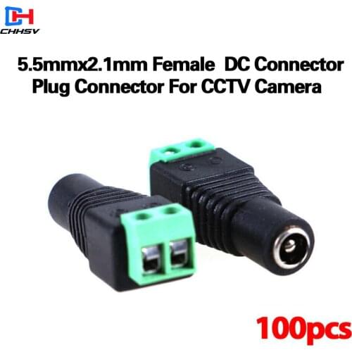 New arrival,100pcs/lot Female DC Connector 5.5/2.1mm CCTV UTP DC Power Plug Adapter Cable DC/AC 2/Camera Video Balun