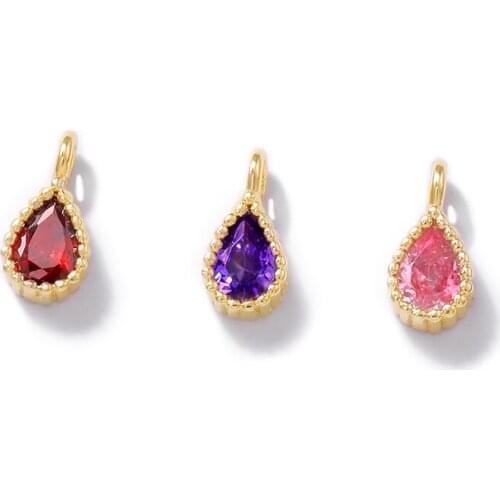 Factory wholesale Gold Color Brass and colorful Zircon Small Charms Pendants Necklace Bracelet Earring Diy Jewelry Accessories