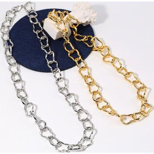 Unisex thick irregularity chain necklace gold plated choker punk chain torque