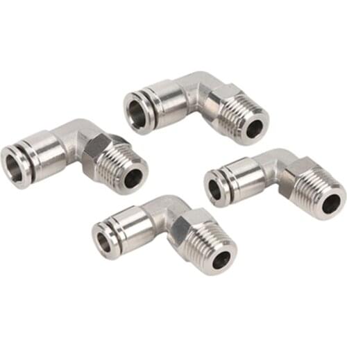 PL pneumatic stainless steel connector BSP4mm-12mm hose 1/8" 1/4" 3/8" 1/2" external thread pneumatic pipe elbow connecting pipe