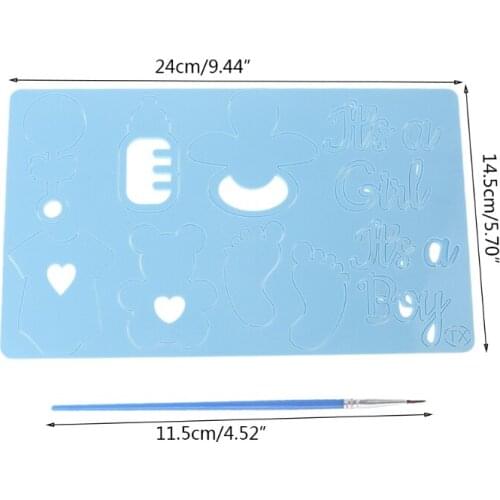 R2JC Cake Tool Acrylic Baby Bottle Bear Embossed Cutter Mold Cookie Cutter Stamp with Brush Fondant Cake Decorating Tools