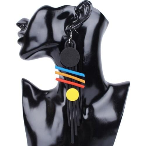 YD&YDBZ Multicolor Rubber Big Drop Earrings Women Trendy Yellow Round Wooden Hanging Earring Bohemian Ear Jewelry Accessories