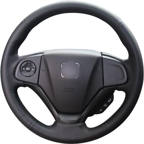Hand-stitched Black Artificial Leather Custom Car Steering Wheel Cover for Honda CR-V CRV 2012 2013 2014 2015 2016