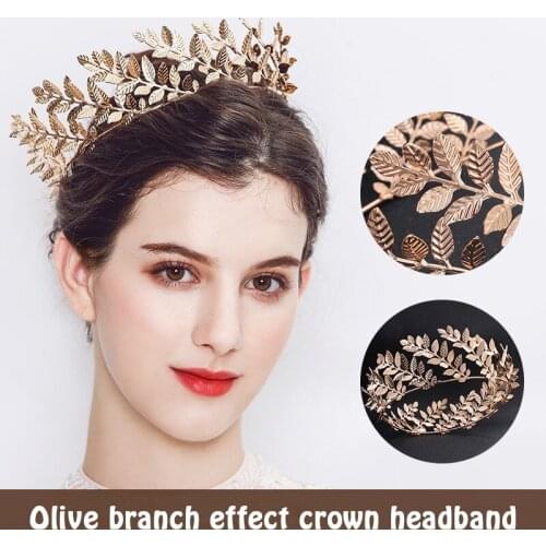 Crown Ornament Bridal Wedding Accessories Simple Alloy Leaves Bridal Electroplating Dress Jewelry HSJ88