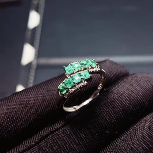 CoLife Jewelry 8 Pieces 3mm Natural Emerald Ring for Daily Wear 925 Silver Emerald Silver Ring 925 Silver Emerald Jewelry