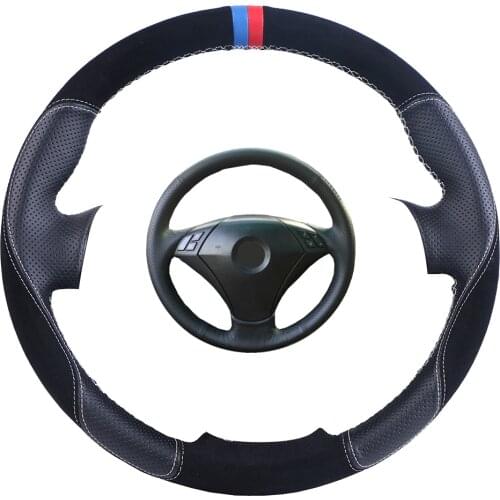 Suede Leather Car Steering Wheel Cover For BMW 530 523 523li 525 520li 535 545i E60/Custom Steering Wrap