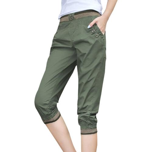 2020 Summer New Fahison Capris Casual Solid Calf-length Pants Female Loose Women High Waist Harem Pants Plus Size M-3XL