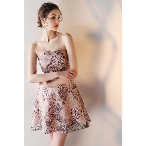 Pink sweat short sweat lady girl women princess bridesmaid banquet performance party ball dress gown free shipping