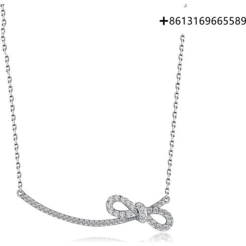Link Series S925 Silver Smile Bow Necklace Silver Ladies Collarbone Chain