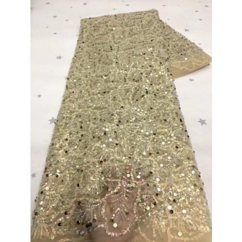 Gold Sequins African French Lace Fabric 2021 High Quality Tulle Mesh Lace Bridal Nigerian Wedding Dress Lace For Woman