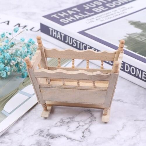 1/12 Dollhouse Miniature Wooden Cardle Baby Bed Model Accessories Furniture Toys