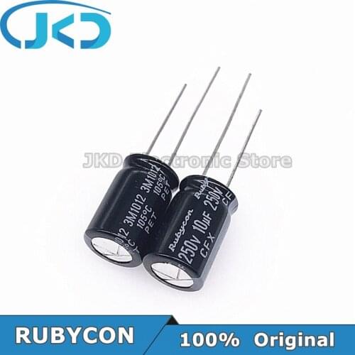 20pcs RUBYCON 10UF 250V 10*16mm 105℃ 10UF250V 250V10UF 10x16mm Aluminum Electrolytic Capacitor