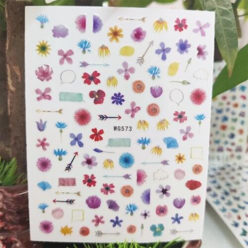 3D Stickers for Nails Plush Flower Leaf Arrow Design Nails Art Decoration Manicure Stickers Sliders Nail Foil Accessories