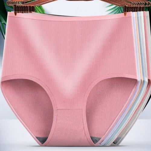 5Pcs/lot Thread Milk Silk High Waist Breathable Body Shaping Lingerie Briefs Women Underwears Plus Size 4XL Womens Panties
