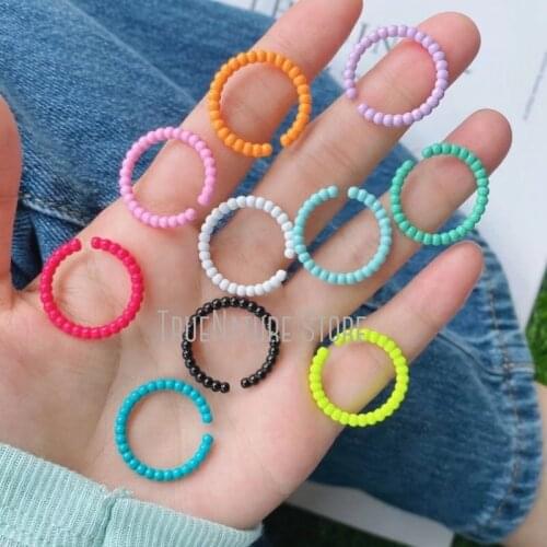 5Pcs RM38648 Copper Jewelry Copper Adjustable Ring Jewelry Enamel Round Shape Colors Ring