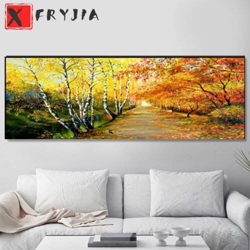 5D square round stones Natural scenery autumn forest full diamond embroidery crystal diamond painting mosaic diy pattern hobby