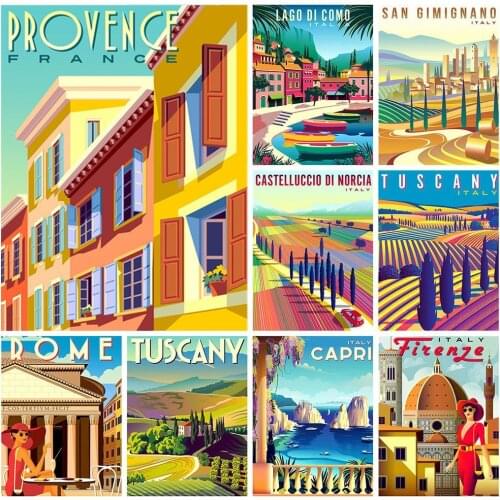 DIY Diamond Painting Landscape Text 5D Diamond Embroidery Sale House Cityscape Mosaic Cross Stitch Wall Art Decoration