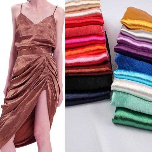 Satin crepe fabric silk cloth material glossy Handmade DIY quality high reflective shiny Polyester Fabric Wedding dress