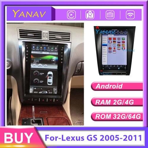 12.1" Tesla style vertical screen car GPS navigation multimedia DVD player For-Lexus GS 2005-2011 car stereo car audio player