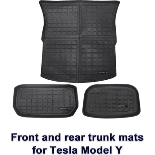 Car TPE Rubber Front/Rear Bottom Trunk Storage Mat Dirty-Resistant Waterproof Odor-Free Protective Pad For Tesla Model Y