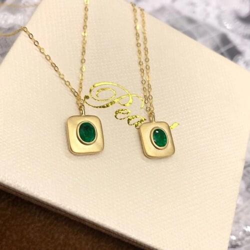 AZJ Solid 18K Rose Gold and Yellow Gold Nature Green Emerald Pendant for Women Fine Women Birthdays Presents