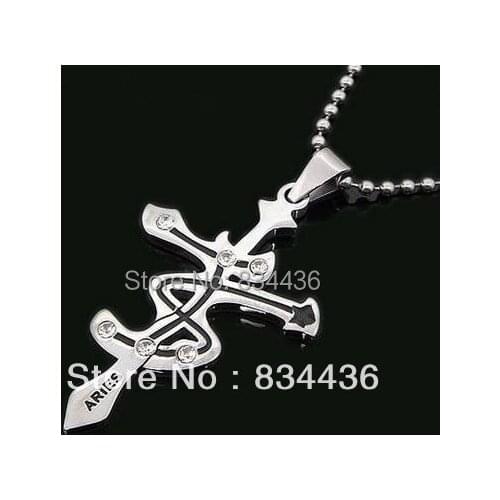 Free shipping ARIES Constellation style zodiac astrology horoscope stainless steel necklace pendant with ball chain
