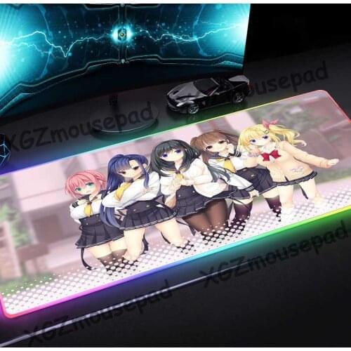 XGZ Large RGB Mouse Pad Black Lock Edge Comic Sexy High School Student Pure Loli Custom Office Computer Desk Mat Rubber Non-slip