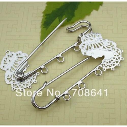 Kilt Pins Bases Beauty Lady Tray Brooches Pins Blank with 3 Loops Safety-pin DIY Findings Jewelry Settings Multi-color Wholesale