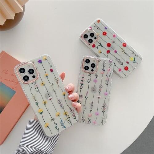 Double-sided plating flower IMD transparent anti-drop phone case for iphone 12 pro max case 11Pro max 7 8 plus XS MAX SE2 X XR