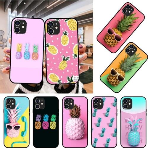 Phone Case For Apple IPhone 12 Mini 11 Pro XR X MAX SE XS 4 5 6 6S 7 8 E Plus Black Cover Waterproof Trend Pineapple Fruit